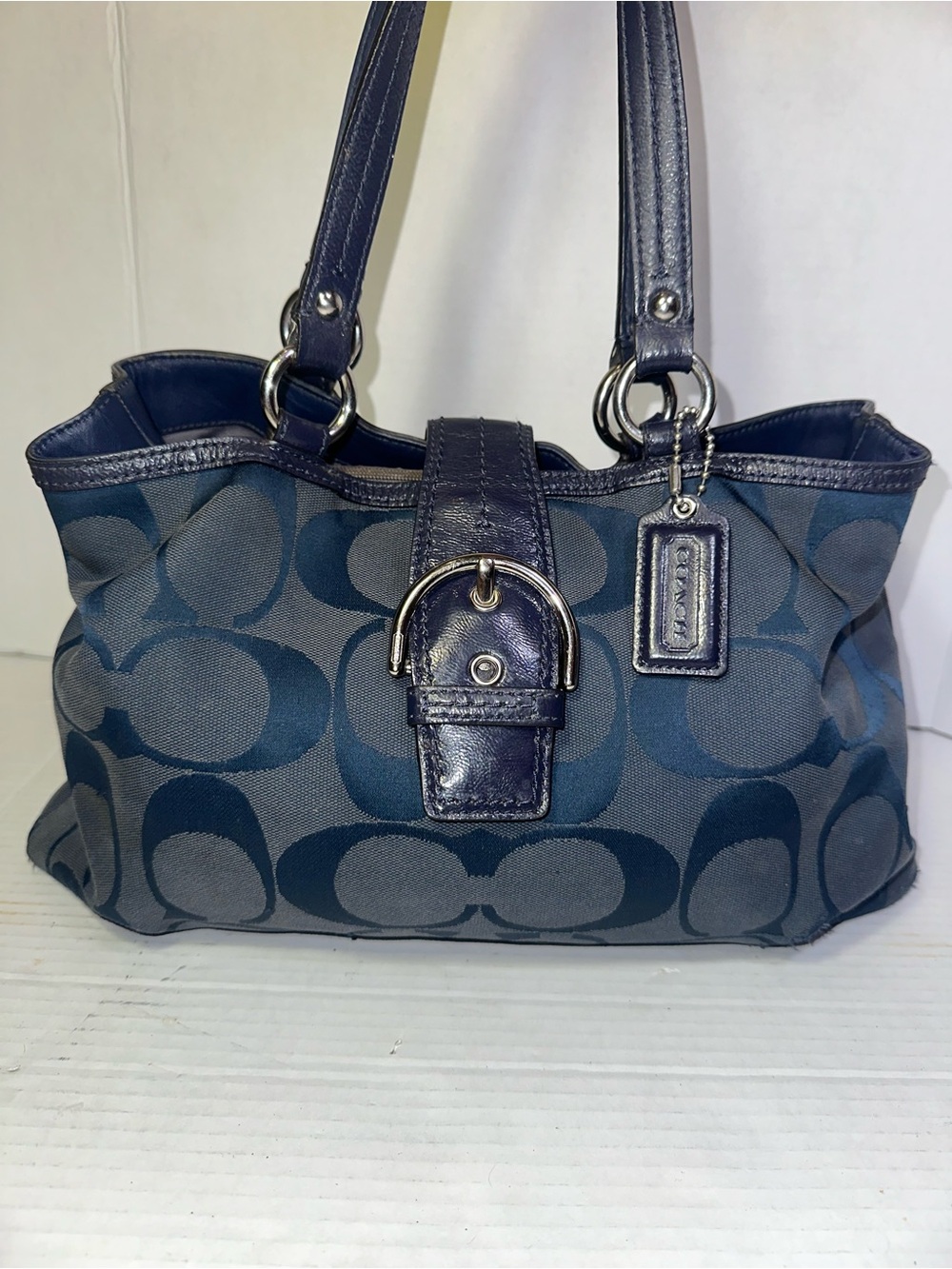 Coach Navy blue Coach Soho Signature Carryall shoulder bag, model F19253